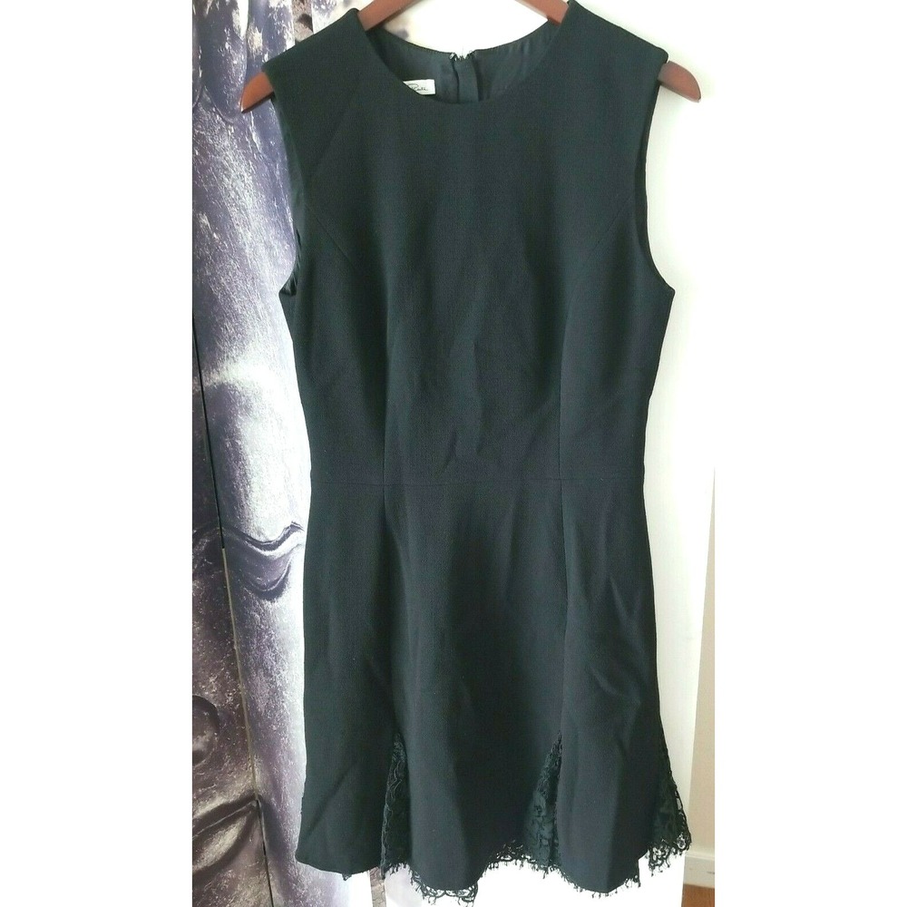 Oscar de la Renta Women's Sleeveless Wool Lace Insert Hem Sheath Dress sz 6 TP01